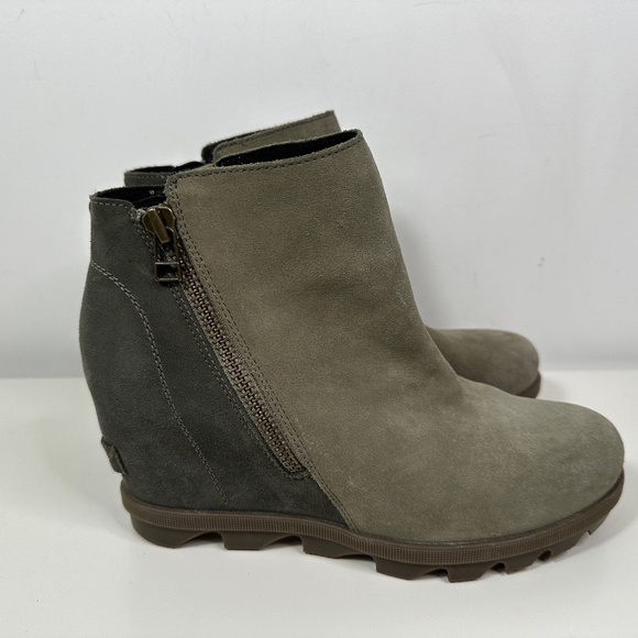 Sorel Joan Of Arctic Zip Wedge Bootie Suede Gray Women's Size 8 - Picture 3 of 12